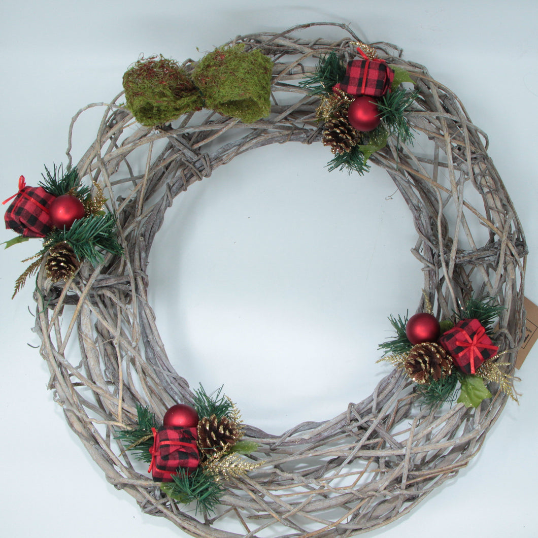 Open Weaved Cane Wreath Red - Large